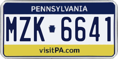 PA license plate MZK6641