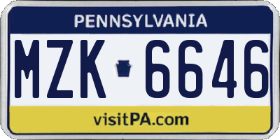 PA license plate MZK6646