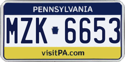 PA license plate MZK6653