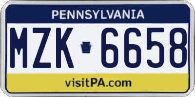 PA license plate MZK6658