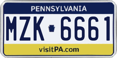 PA license plate MZK6661
