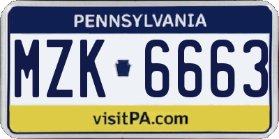 PA license plate MZK6663