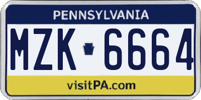 PA license plate MZK6664
