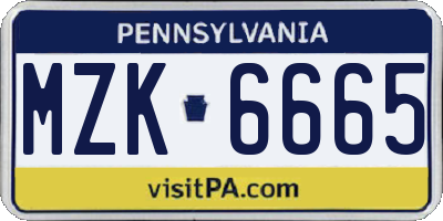 PA license plate MZK6665
