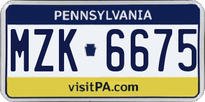 PA license plate MZK6675