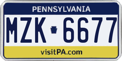 PA license plate MZK6677