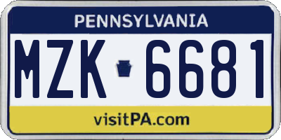 PA license plate MZK6681