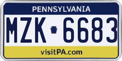 PA license plate MZK6683