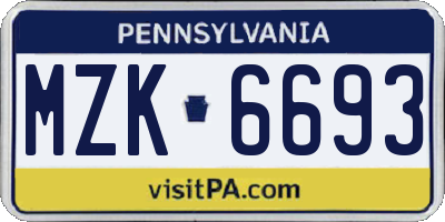 PA license plate MZK6693