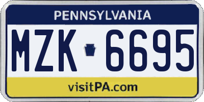 PA license plate MZK6695