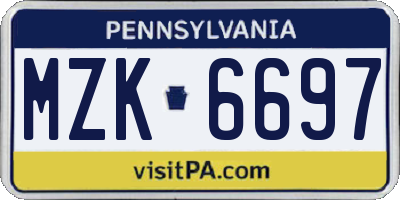 PA license plate MZK6697