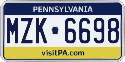 PA license plate MZK6698