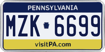 PA license plate MZK6699