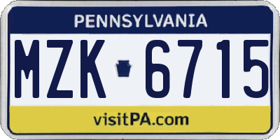 PA license plate MZK6715