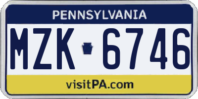 PA license plate MZK6746