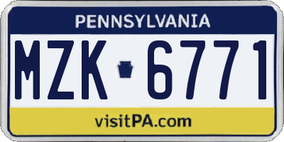 PA license plate MZK6771