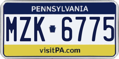 PA license plate MZK6775