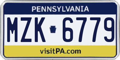 PA license plate MZK6779
