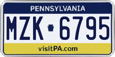 PA license plate MZK6795