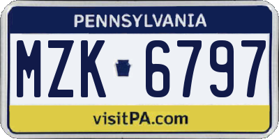PA license plate MZK6797