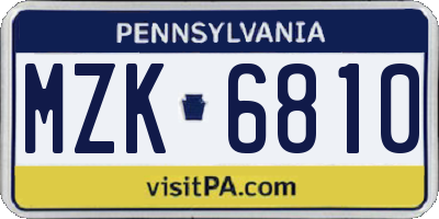 PA license plate MZK6810