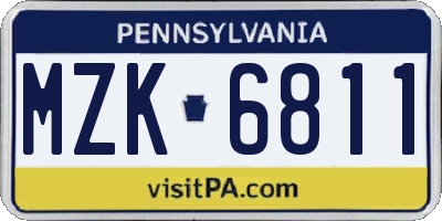 PA license plate MZK6811