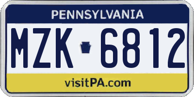 PA license plate MZK6812