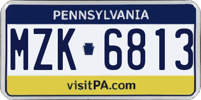 PA license plate MZK6813
