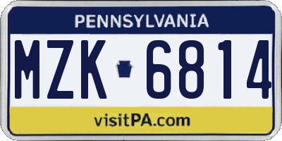 PA license plate MZK6814