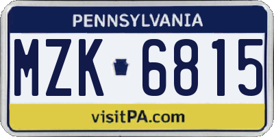 PA license plate MZK6815