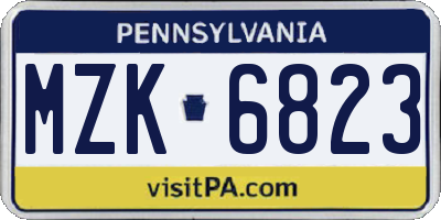 PA license plate MZK6823