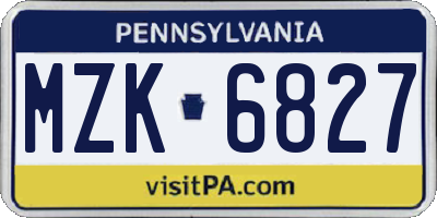 PA license plate MZK6827
