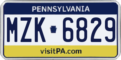 PA license plate MZK6829