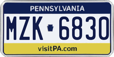 PA license plate MZK6830
