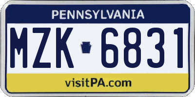 PA license plate MZK6831