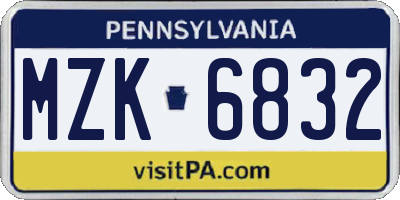 PA license plate MZK6832