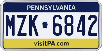 PA license plate MZK6842