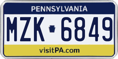 PA license plate MZK6849