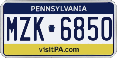 PA license plate MZK6850