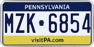 PA license plate MZK6854