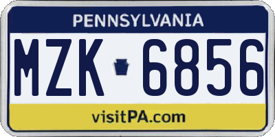 PA license plate MZK6856