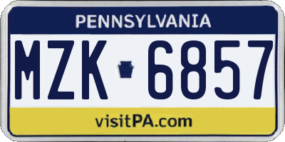PA license plate MZK6857