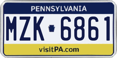 PA license plate MZK6861