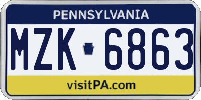 PA license plate MZK6863