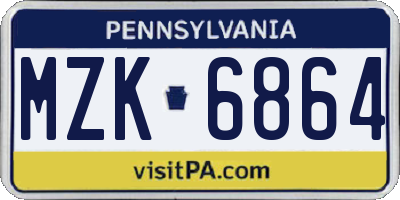 PA license plate MZK6864