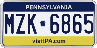 PA license plate MZK6865