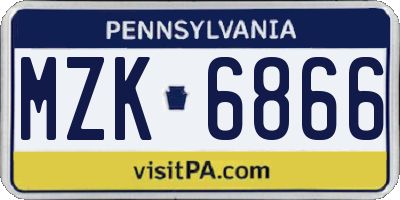 PA license plate MZK6866