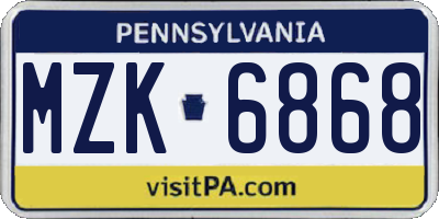 PA license plate MZK6868