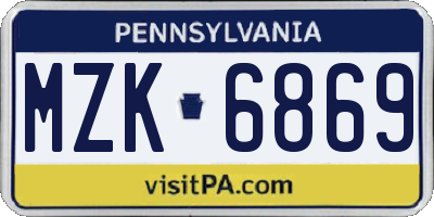 PA license plate MZK6869