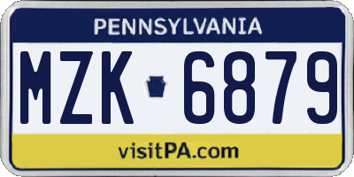 PA license plate MZK6879